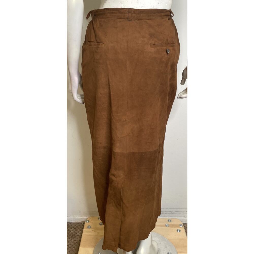 Vintage Polo Ralph Lauren Brown Suede Skirt Women's 8 Straight Pockets - Picture 3 of 12